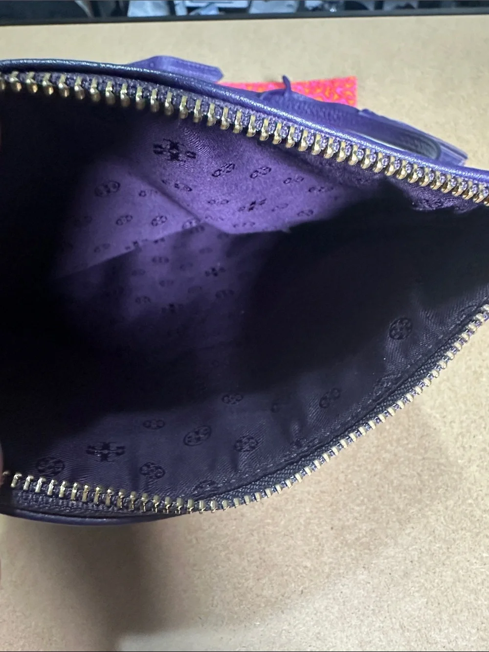 Tory Burch Robinson Foldover Crossbody Bag Purple Pebbled Leather Tassel
